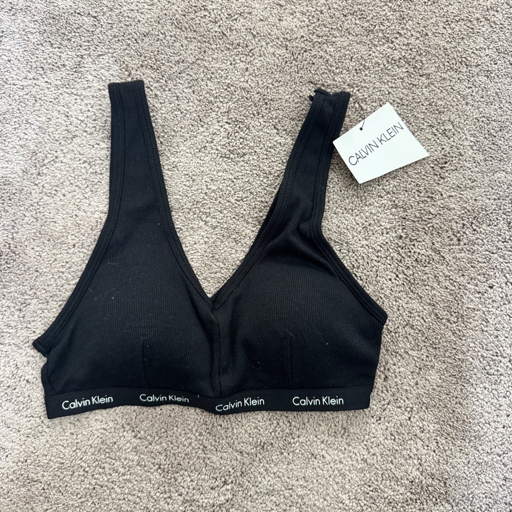 New Calvin Klein Black Ribbed Bralette